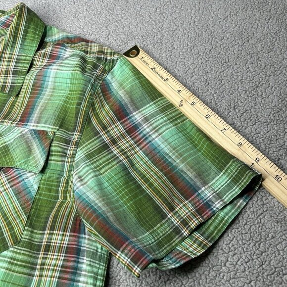 Prana Shirt Mens Large Green Tartan Plaid Western Button Up Cargo Casual READ - Picture 7 of 15